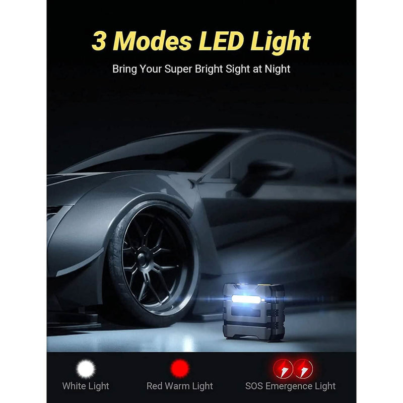 A6 Car Tire Inflator 12V DC Air Compressor Portable Multifunctional Tire Pump 3 LED Lights Automotive - DailySale
