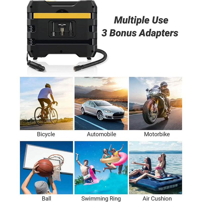 A6 Car Tire Inflator 12V DC Air Compressor Portable Multifunctional Tire Pump 3 LED Lights Automotive - DailySale