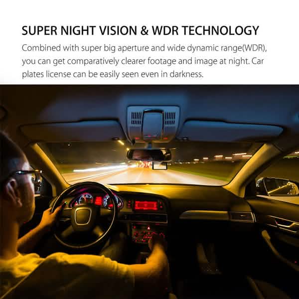 A6T 4-Inch 170° Wide Angle Full HD 1080P Car DVR Dual Lens Dash Cam Rear View Camera Video Recorder with Touch Screen Automotive - DailySale