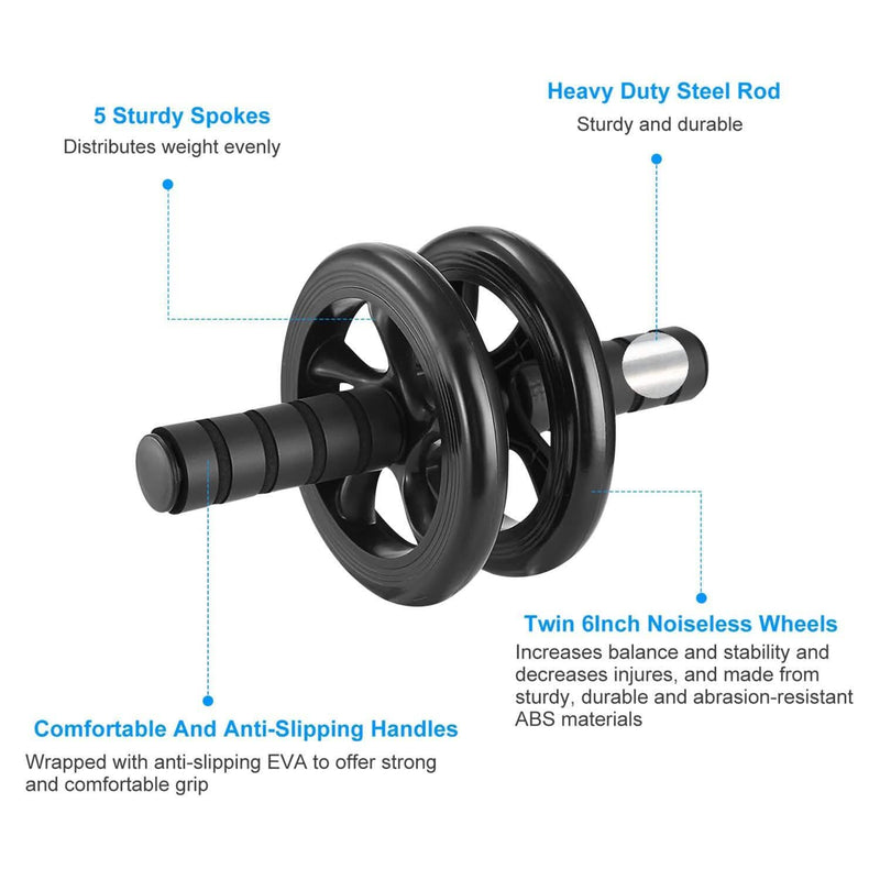 Ab Roller Wheel Fitness Exercise with Knee Pads Fitness - DailySale