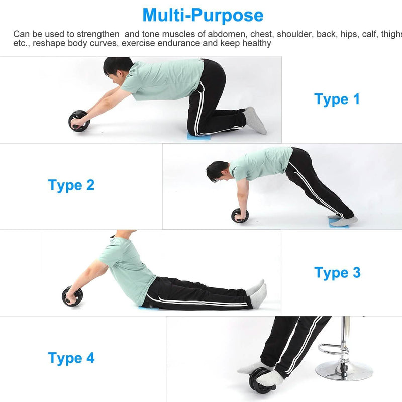 Ab Roller Wheel Fitness Exercise with Knee Pads Fitness - DailySale