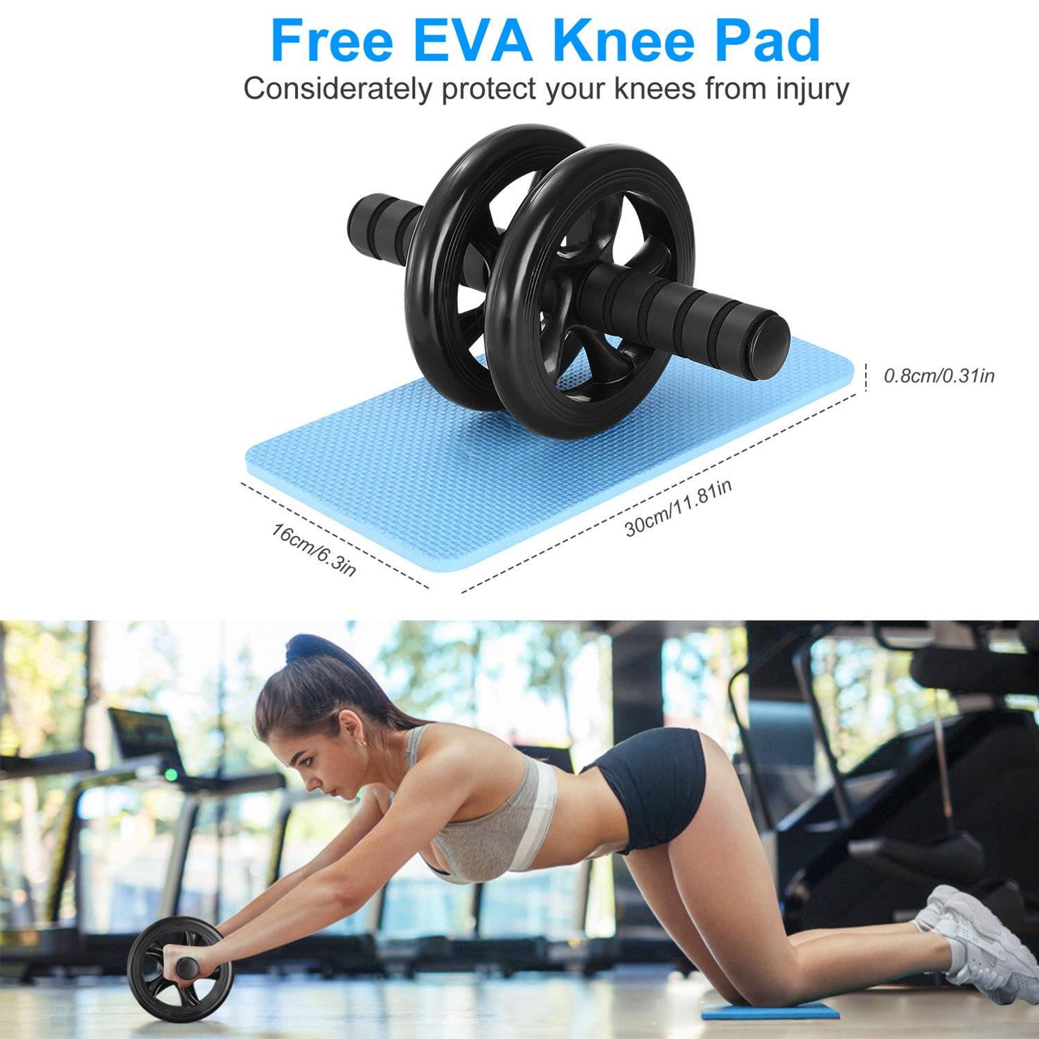 Ab Roller Wheel Fitness Exercise with Knee Pads Fitness - DailySale