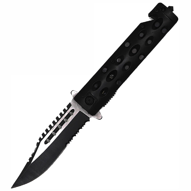 ABS Spring Assisted Rescue Knife Tactical Black - DailySale