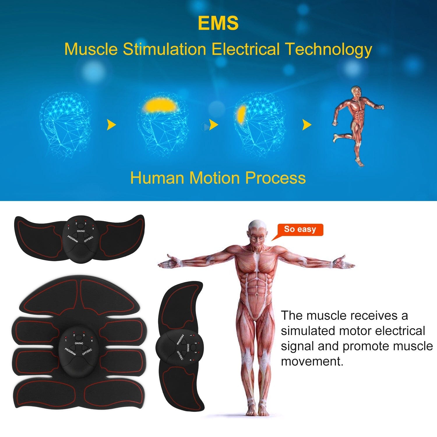 Abs Stimulator Muscle Toner EMS with 6 Modes Fitness - DailySale