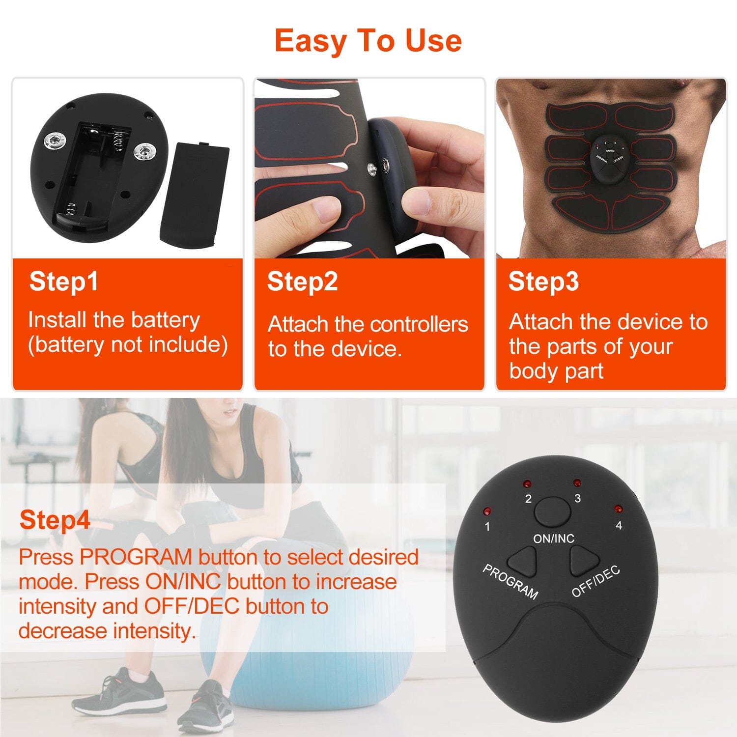 Abs Stimulator Muscle Toner EMS with 6 Modes Fitness - DailySale