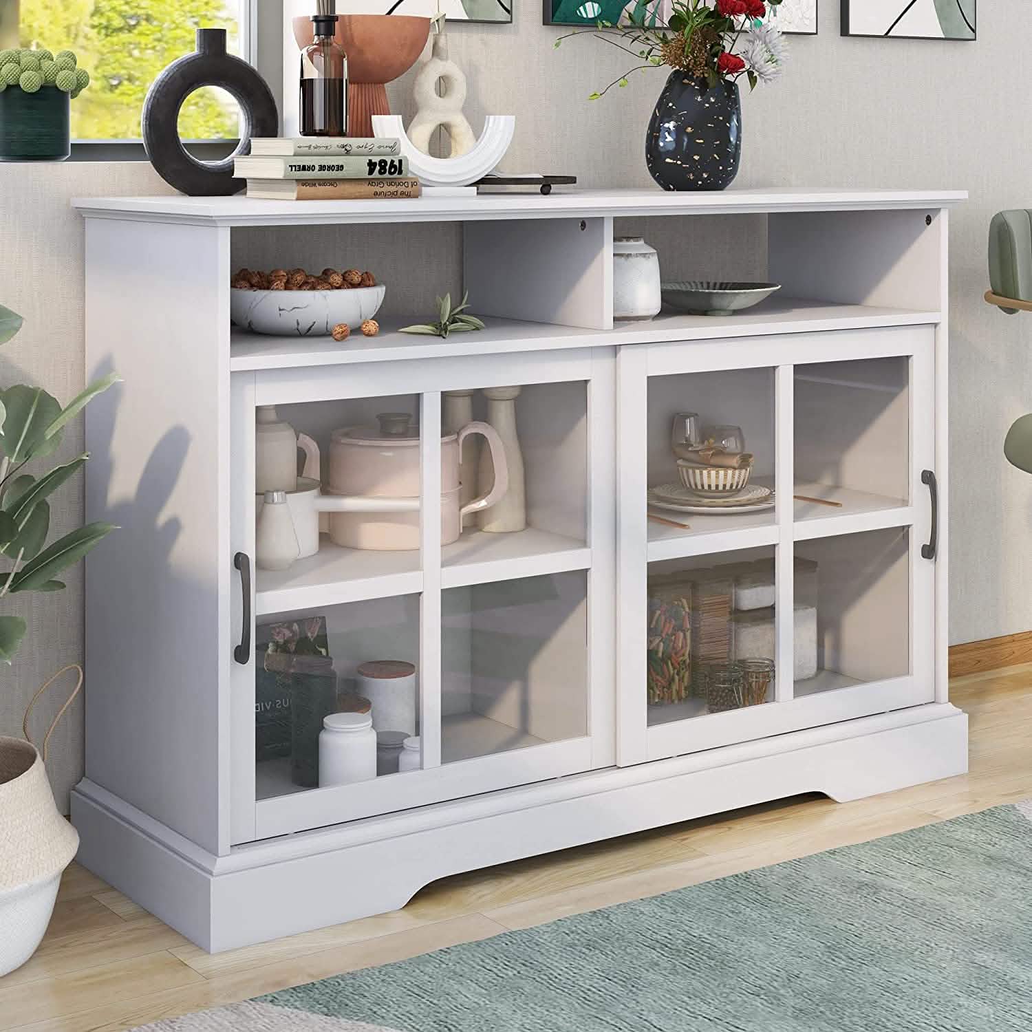 Accent Cabinet Wood Kitchen Buffet Sideboard Furniture & Decor White - DailySale