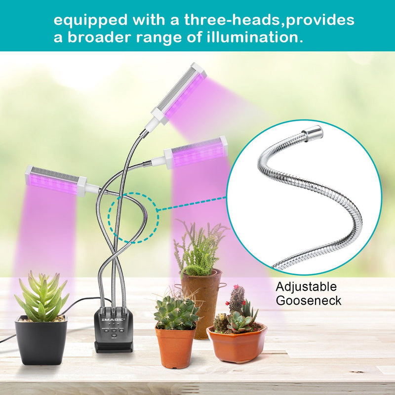 Adjustable 3-Head Grow Lights for Indoor Plants with Timer Garden & Patio - DailySale