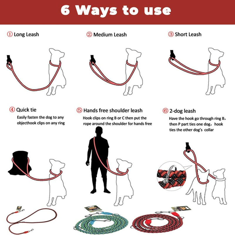 Adjustable and Stretchable Reflective Double Dog Leash Pet Supplies - DailySale
