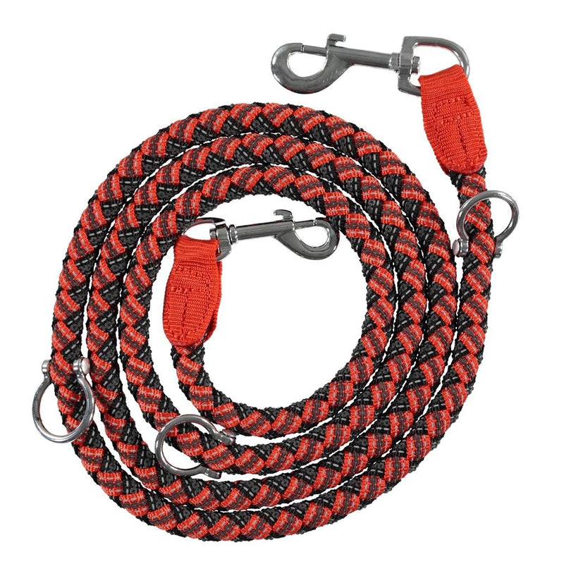 Adjustable and Stretchable Reflective Double Dog Leash Pet Supplies XS Red - DailySale
