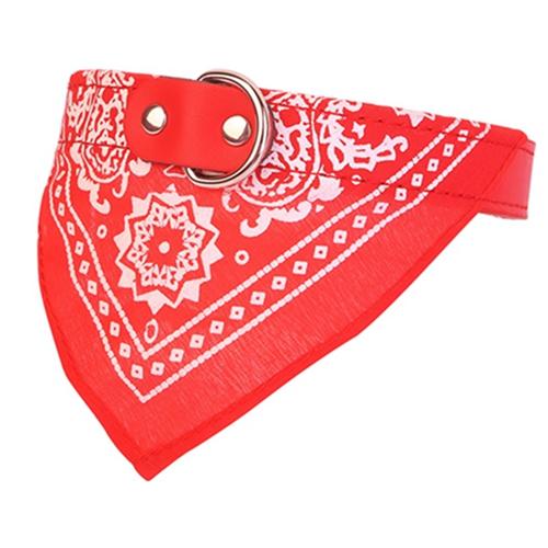 Adjustable Bandana Leather Pet Collar Pet Supplies Red S - DailySale