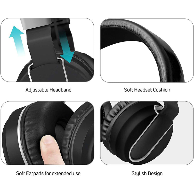 Adjustable Headband On-Ear Headphones with Built-in Mic