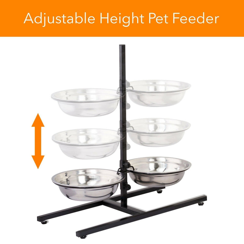 Adjustable Metal Pet Dog Feeder Bowls Elevated Stainless Steel Double Bowl Dish Pet Supplies - DailySale