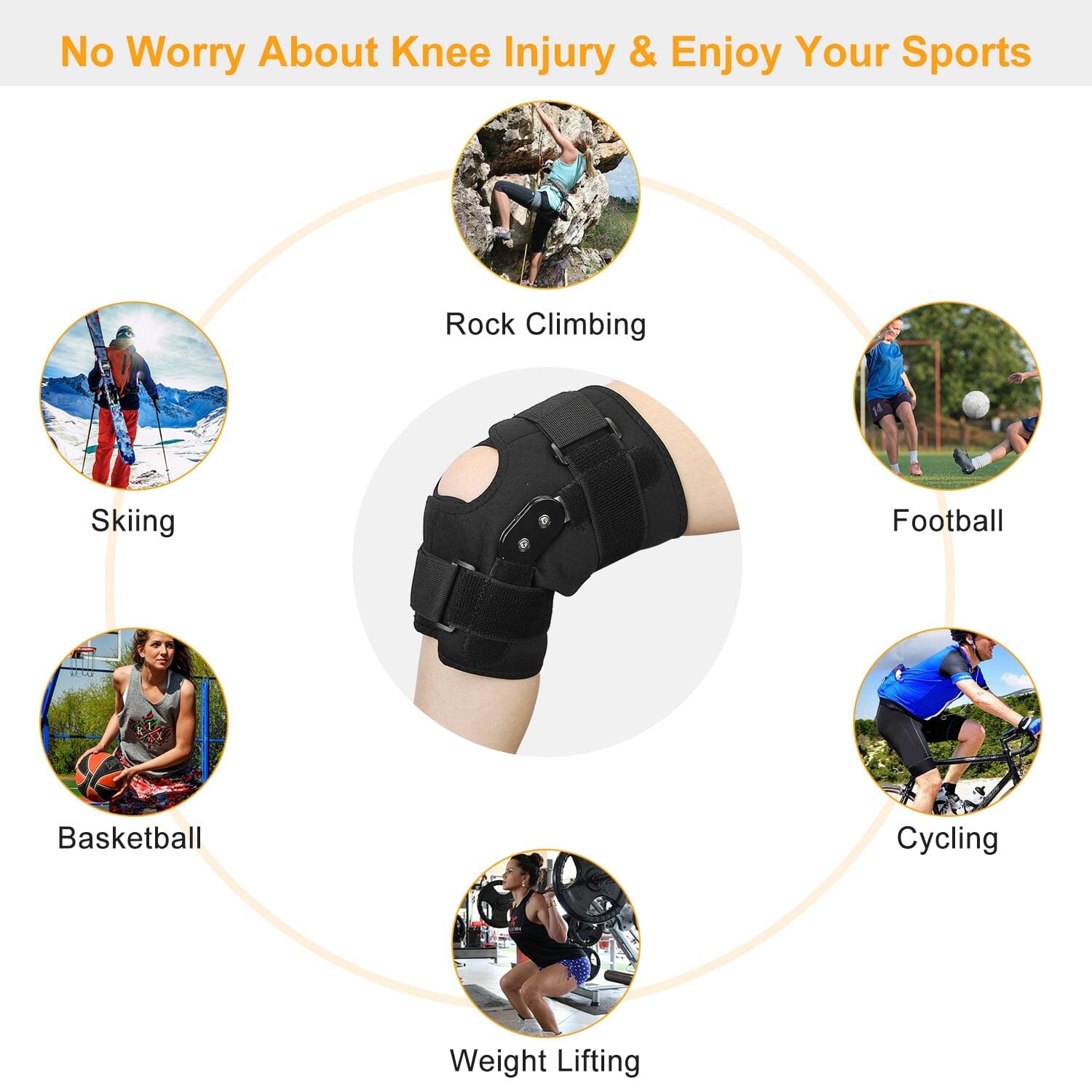 Adjustable Open Patella Compression Knee Brace Wellness - DailySale