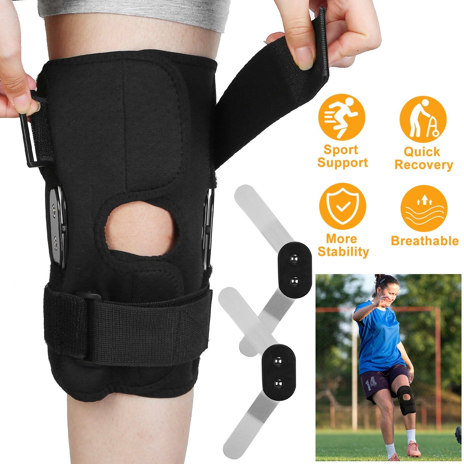 Adjustable Open Patella Compression Knee Brace Wellness - DailySale