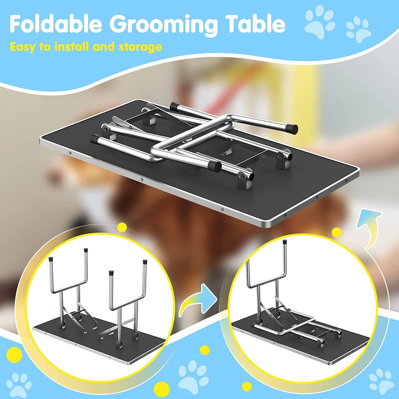 Adjustable Pet Large Foldable Dog Grooming Table with Arms Pet Supplies - DailySale