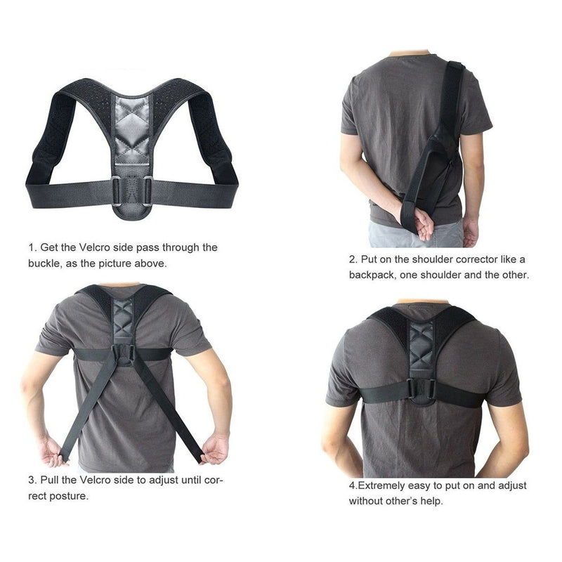 Adjustable Posture Clavicle Support Corrector Back Shoulders Brace Wellness - DailySale