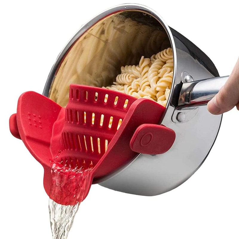 Adjustable Silicone Pot Strainer and Pasta Strainer Kitchen Tools & Gadgets Red - DailySale