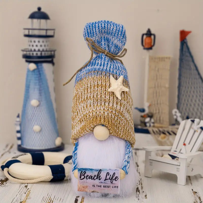 Adorable Ocean Gnome Plush Doll Furniture & Decor White beard beach life - DailySale