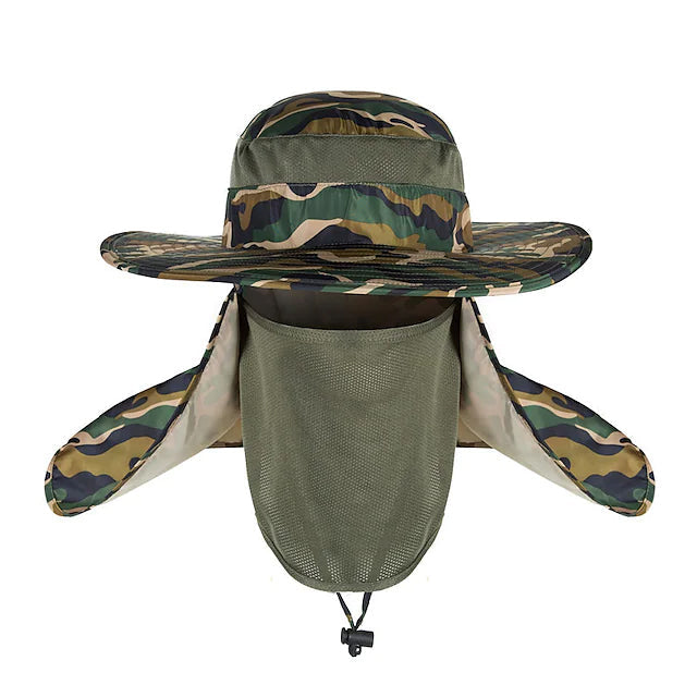 Adult Wide Brim Sun Hat with Neck Face Flap Cover Sports & Outdoors Camo - DailySale