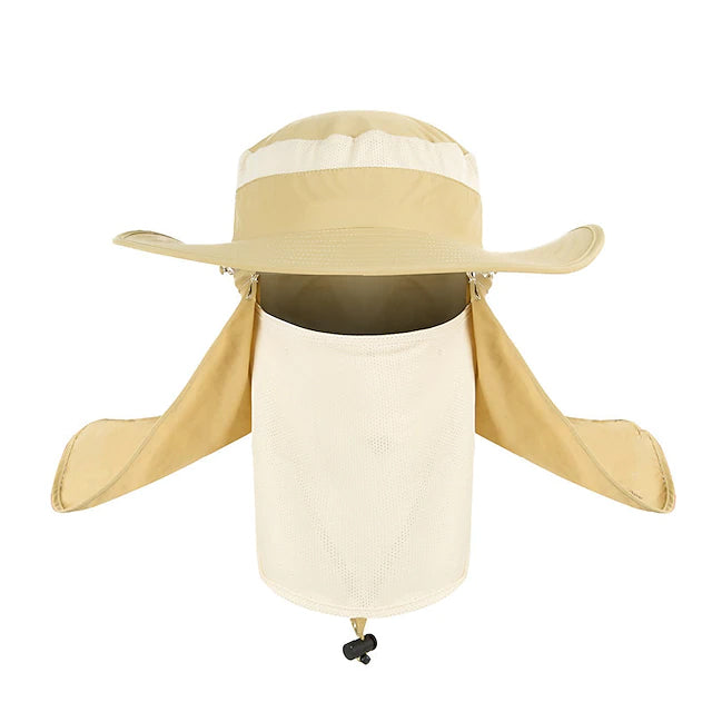 Adult Wide Brim Sun Hat with Neck Face Flap Cover Sports & Outdoors Khaki - DailySale