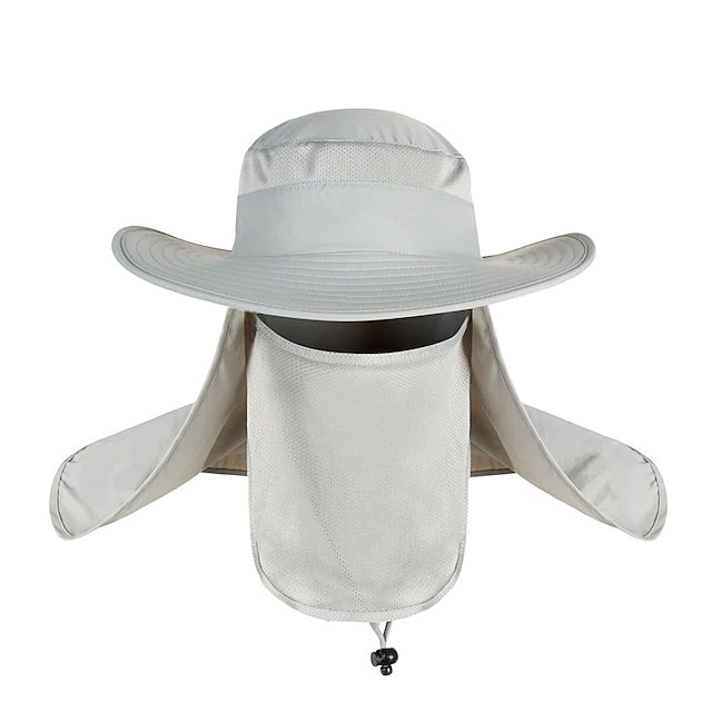 Adult Wide Brim Sun Hat with Neck Face Flap Cover Sports & Outdoors Light Gray - DailySale