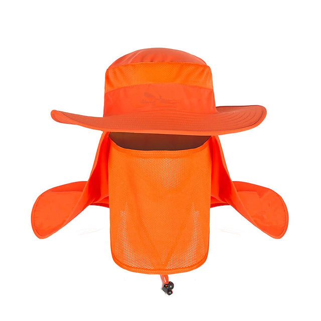 Adult Wide Brim Sun Hat with Neck Face Flap Cover Sports & Outdoors Orange - DailySale