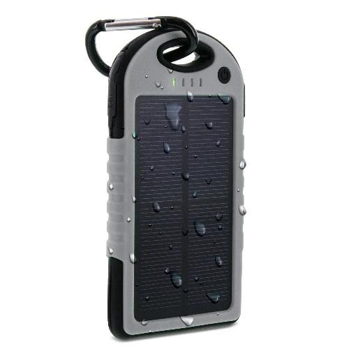3/4 view of gray Aduro Powerup Solar 6,000 mAh Portable Backup Battery, available at Dailysale