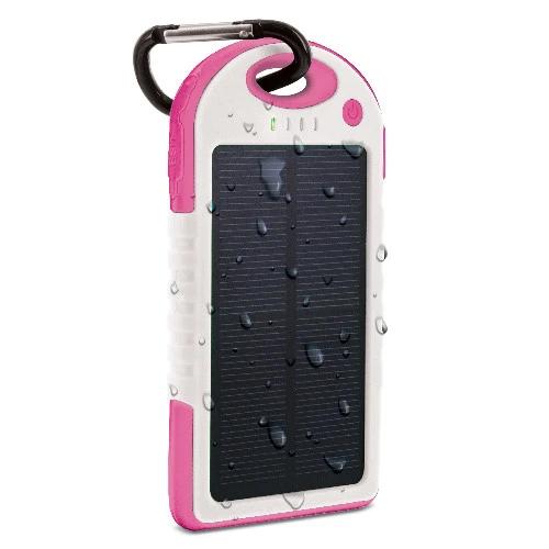 3/4 view of pink Aduro Powerup Solar 6,000 mAh Portable Backup Battery, available at Dailysale