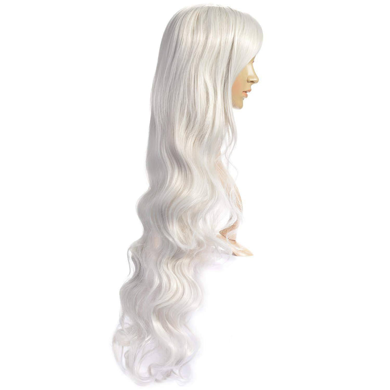 AGPTEK 33 Inch Heat Resistant Curly Wavy Long Silver Hair Wig Beauty & Personal Care - DailySale
