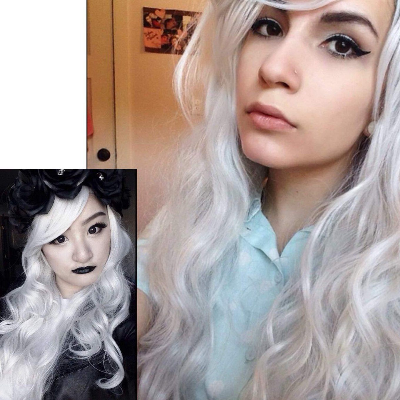 AGPTEK 33 Inch Heat Resistant Curly Wavy Long Silver Hair Wig Beauty & Personal Care - DailySale