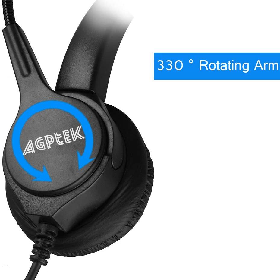 AGPtEK Call Center Hands-Free Noise Cancelling Corded Monaural Headset with Mic Mircrophone Headphones & Audio - DailySale