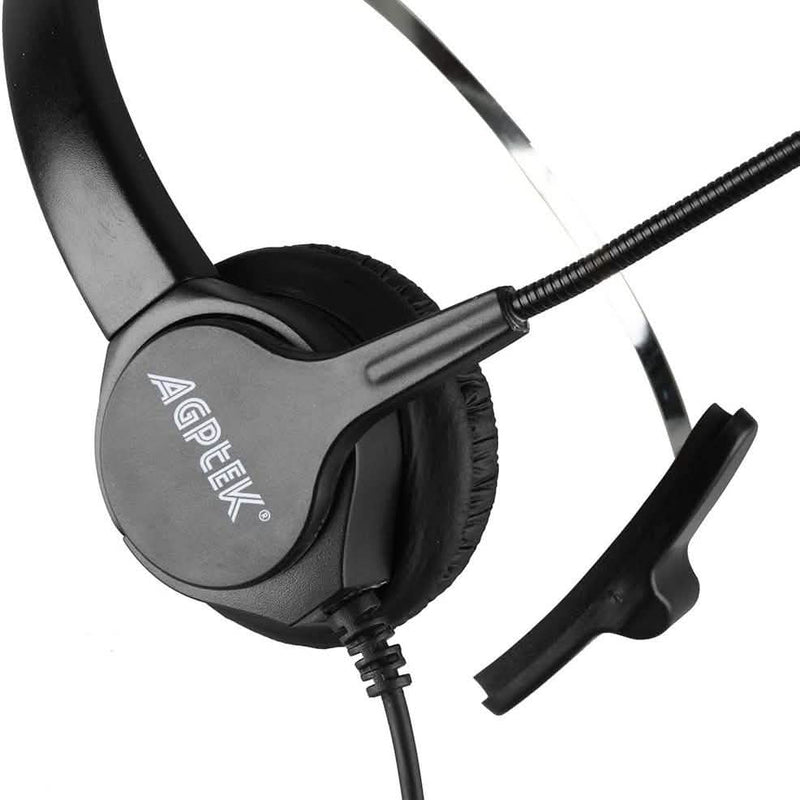 AGPtEK Call Center Hands-Free Noise Cancelling Corded Monaural Headset with Mic Mircrophone Headphones & Audio - DailySale