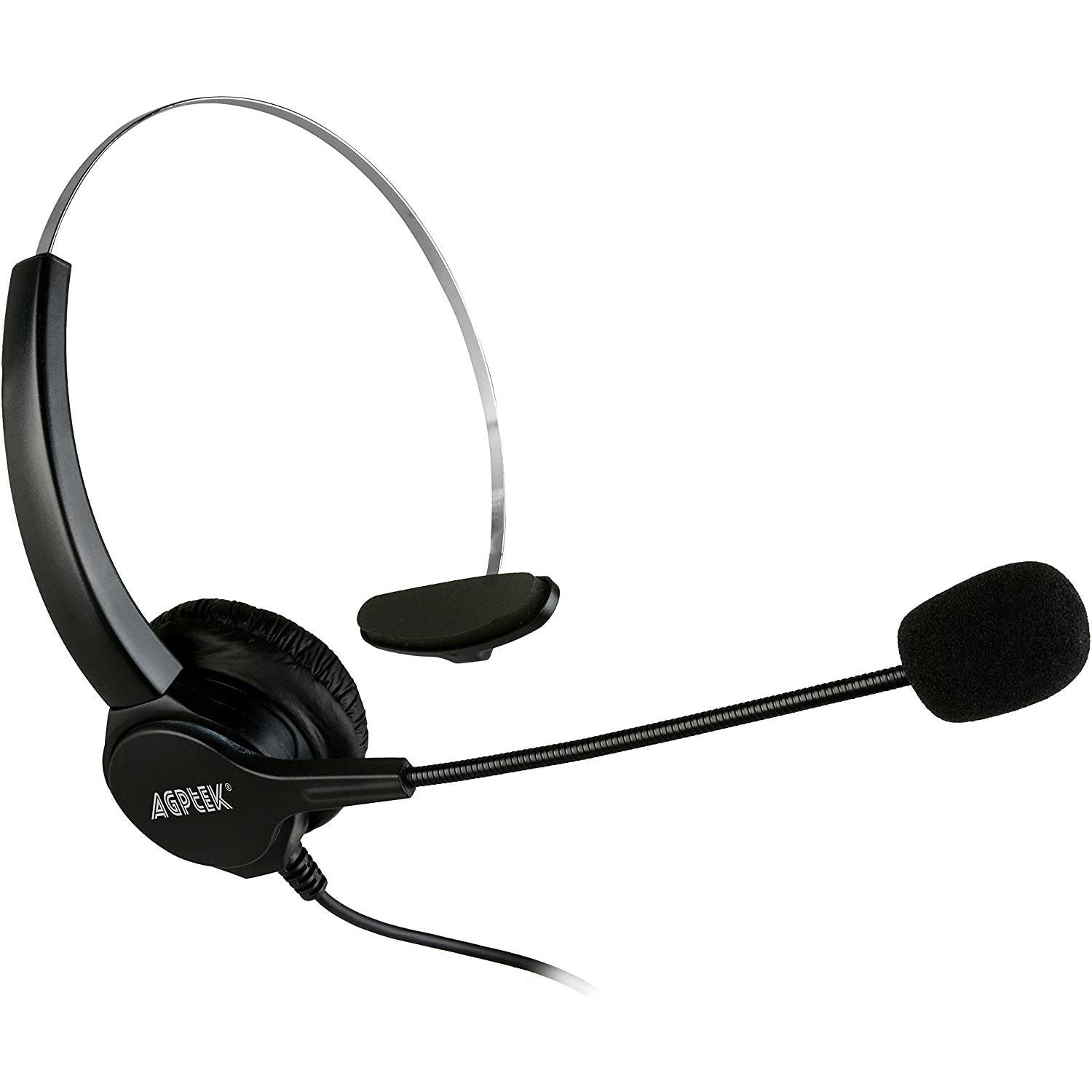 AGPtEK Call Center Hands-Free Noise Cancelling Corded Monaural Headset with Mic Mircrophone Headphones & Audio - DailySale