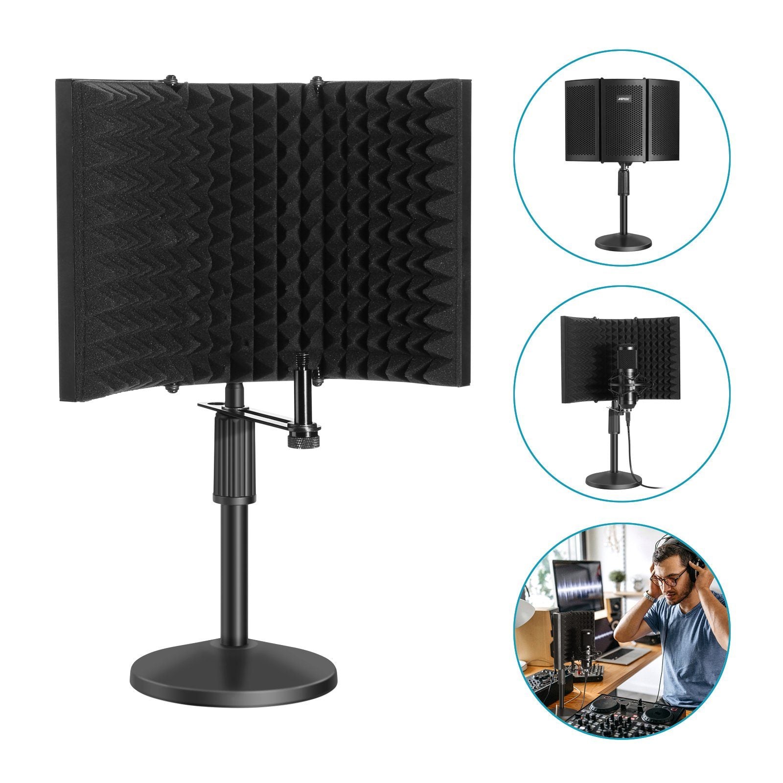 AGPtEK Compact Microphone Isolation Shield+Desk Mic Stand Headphones & Audio - DailySale