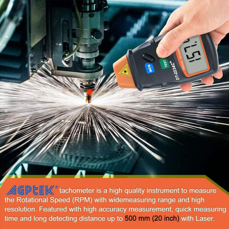 AGPtek Professional Digital Laser Photo Tachometer Non Contact RPM Tach Auto Automotive - DailySale