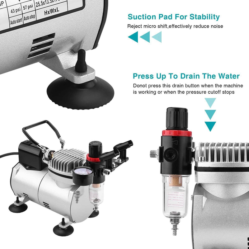 Airbrush Compressor Kit with 6ft Air Hose and Airbrush Holder Everything Else - DailySale