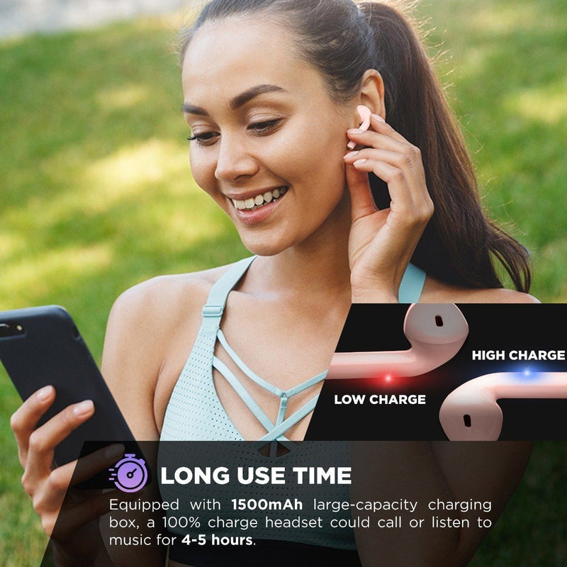 Airbuds Wireless Bluetooth Earphones with Charging Case and Bonus Qi Charging Mat Headphones & Speakers - DailySale