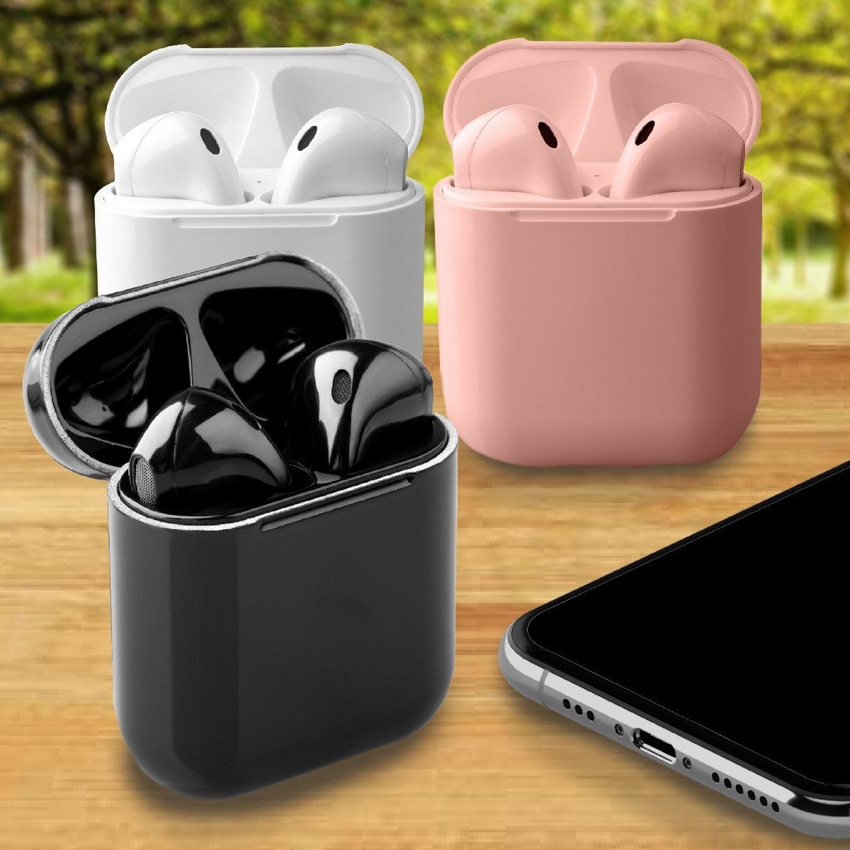 Airbuds Wireless Bluetooth Earphones with Charging Case and Bonus Qi Charging Mat Headphones & Speakers - DailySale