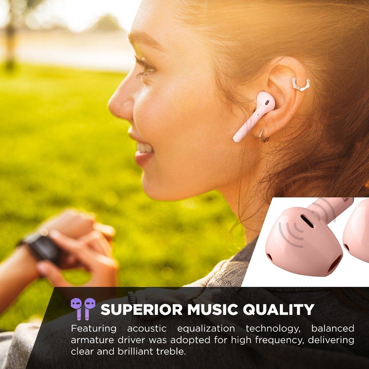 Airbuds Wireless Bluetooth Earphones with Charging Case and Bonus Qi Charging Mat Headphones & Speakers - DailySale