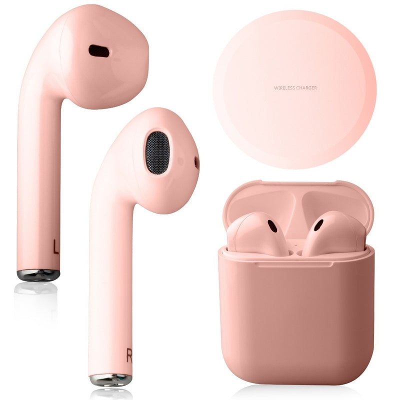 Airbuds Wireless Bluetooth Earphones with Charging Case and Bonus Qi Charging Mat Headphones & Speakers Rose Gold - DailySale