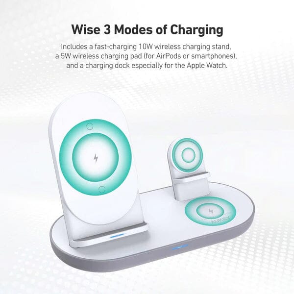 Aircore 3-in-1 Wireless Charging Station Stand Mobile Accessories - DailySale