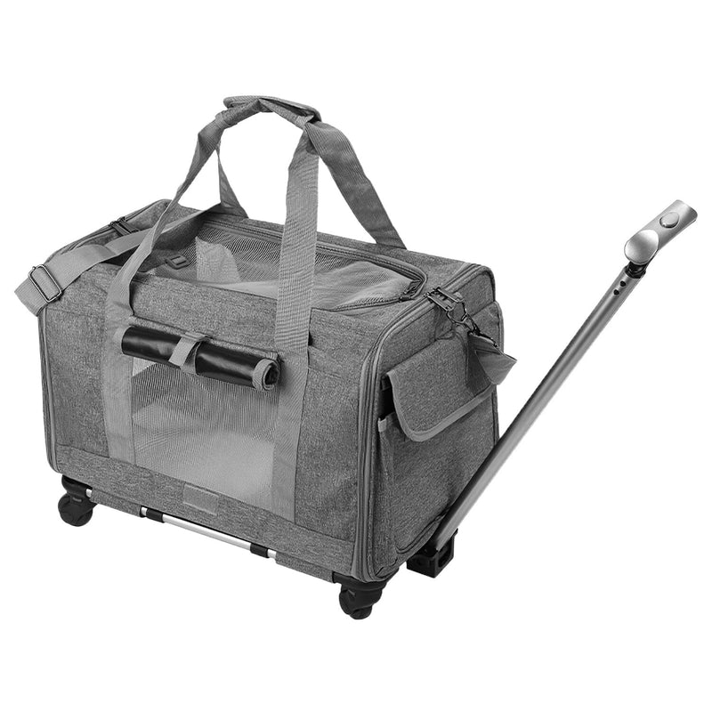Airline Approved Rolling Pet Carrier with Telescopic Handle Shoulder Strap Pet Supplies - DailySale
