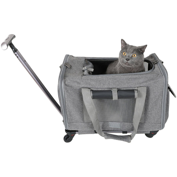 Airline Approved Rolling Pet Carrier with Telescopic Handle Shoulder Strap Pet Supplies - DailySale