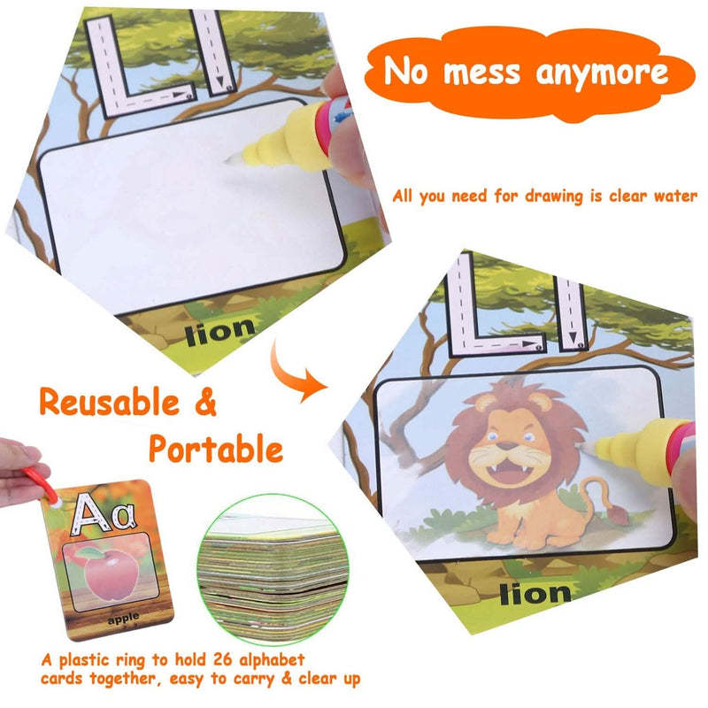 Alphabet Water Coloring Cards with 2 Magic Water Pens Toys & Games - DailySale