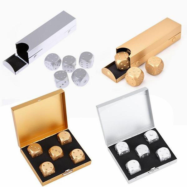 Aluminum Alloy Table Game Poker Games Dices Set with Storage Box Toys & Games - DailySale