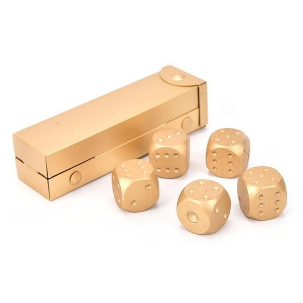 Aluminum Alloy Table Game Poker Games Dices Set with Storage Box