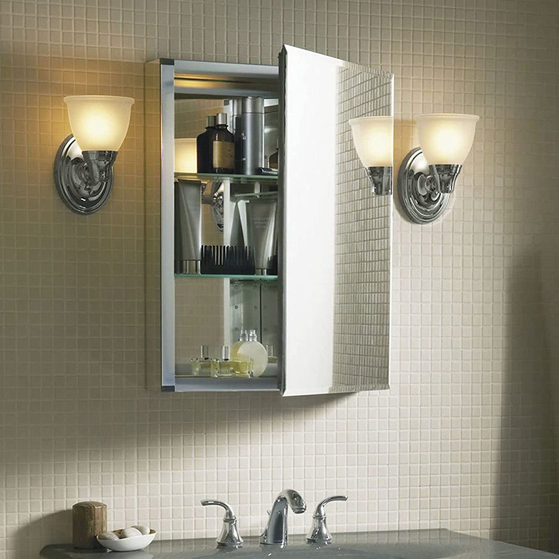 Aluminum Single Medicine Cabinet with Mirror Door Closet & Storage - DailySale