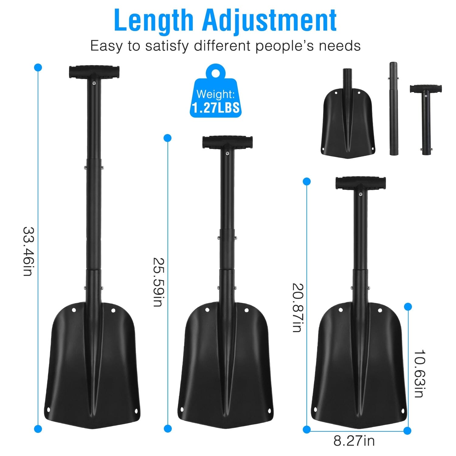 Aluminum Snow Shovel Portable Lightweight Camping Garden Beach Shovel Home Improvement - DailySale