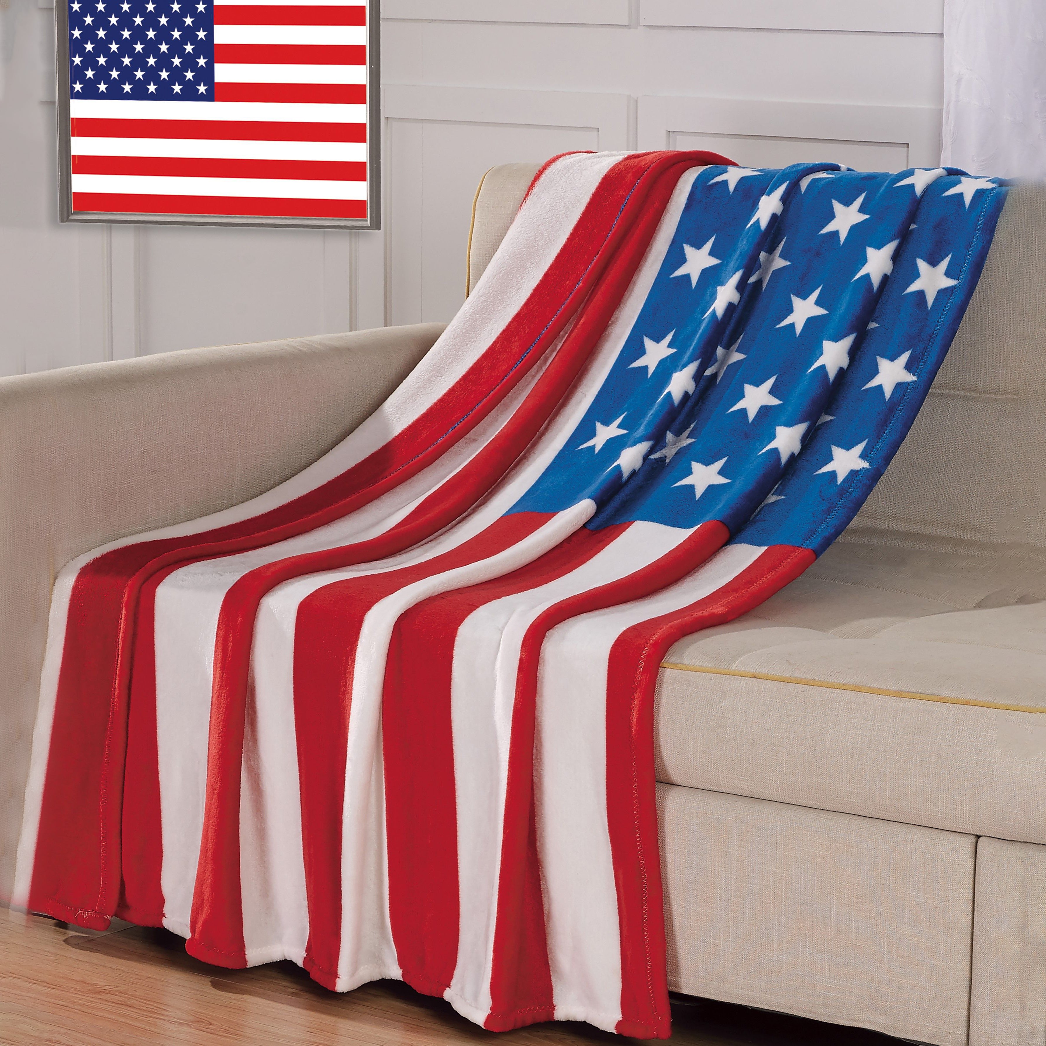 American Flag Ultra-Lush Oversized Throw Blanket Bedding - DailySale