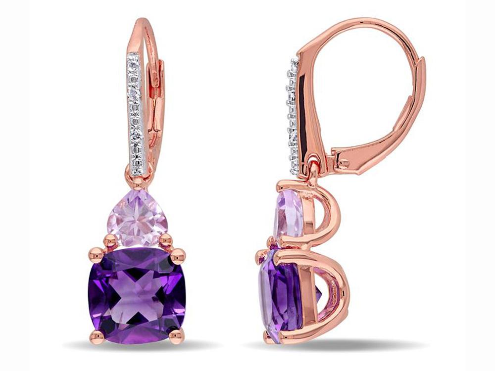 Amethyst and Tanzanite Duo Stone Dangling Leverback Earrings Jewelry - DailySale